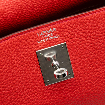 Second hand Hermes Kelly 35 Togo Leather Top - handle Handbag Geranium - Tabita Bags
