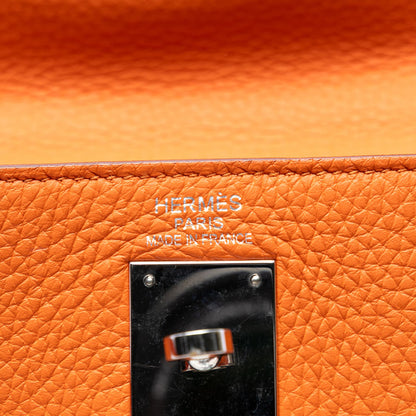 Second hand Hermes Kelly 35 Togo Leather Top - handle Handbag Orange - Tabita Bags
