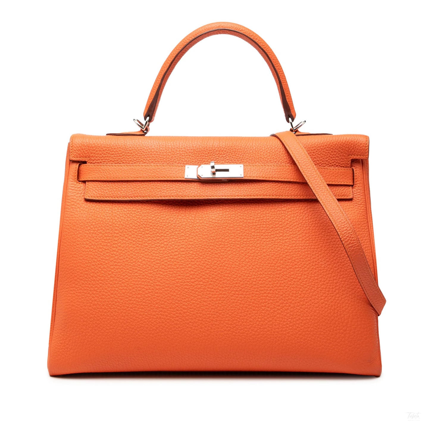 Second hand Hermes Kelly 35 Togo Leather Top - handle Handbag Orange - Tabita Bags