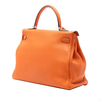 Second hand Hermes Kelly 35 Togo Leather Top - handle Handbag Orange - Tabita Bags