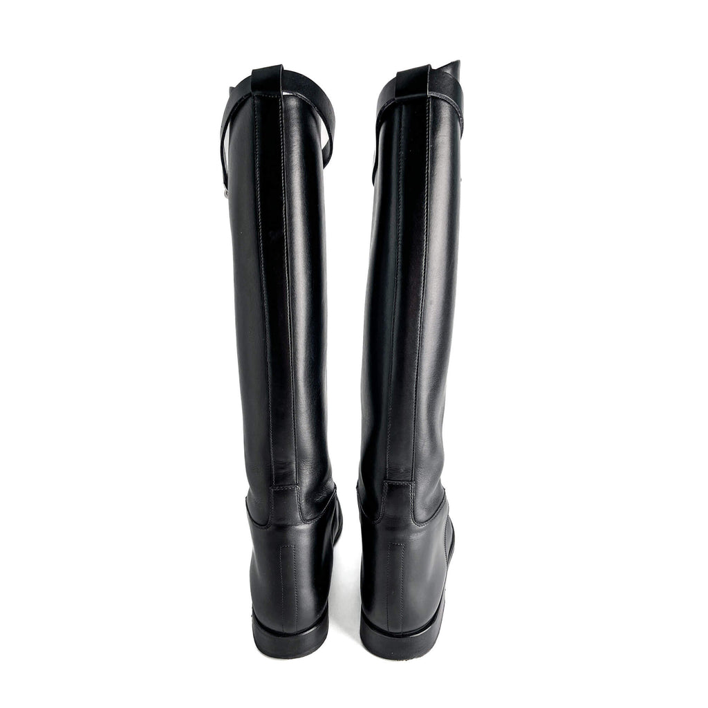 Second hand Hermes Kelly Box Calf Leather Jumping Boots 39 Black - Tabita Bags