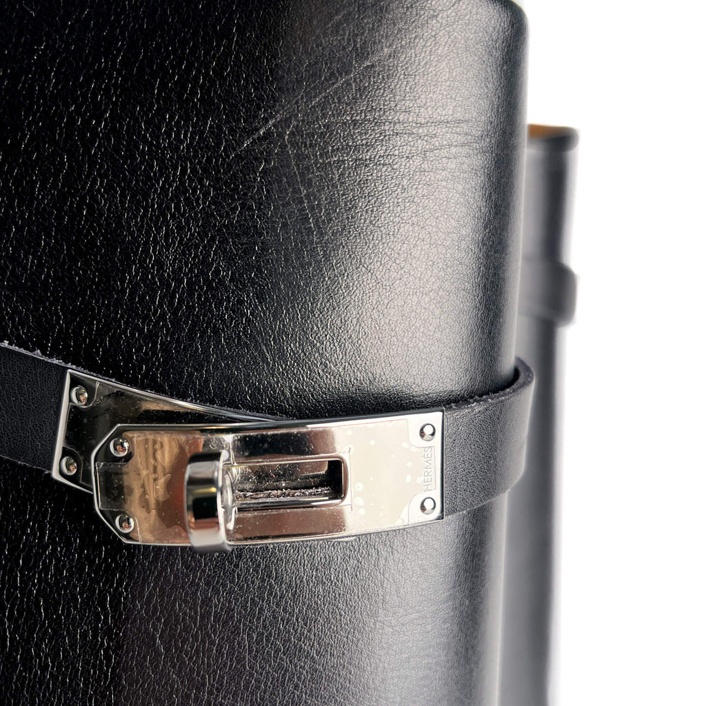 Second hand Hermes Kelly Box Calf Leather Jumping Boots 39 Black - Tabita Bags