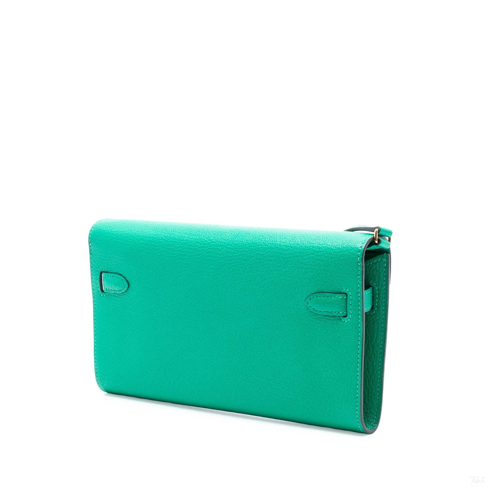 Second hand Hermes Kelly Chèvre Mysore Leather Long Wallet Menthe - Tabita Bags
