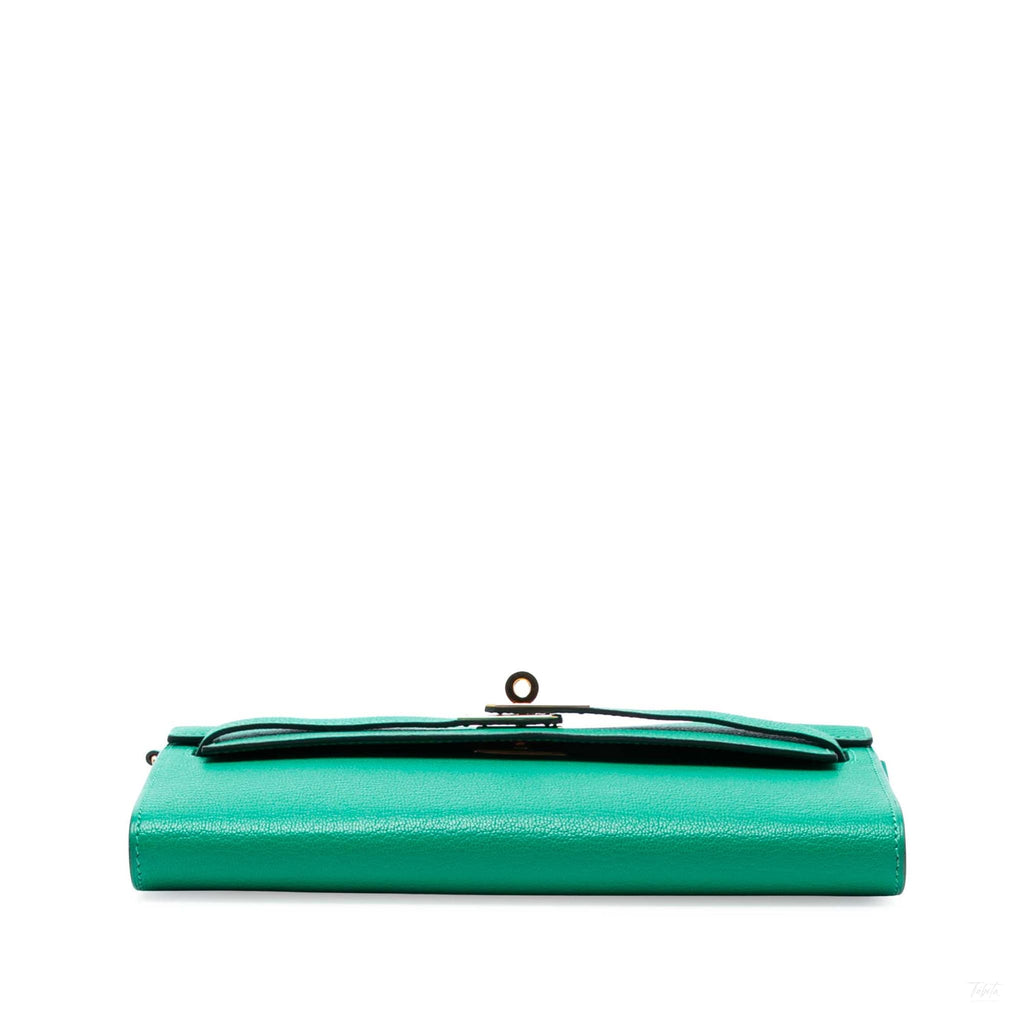 Second hand Hermes Kelly Chèvre Mysore Leather Long Wallet Menthe - Tabita Bags