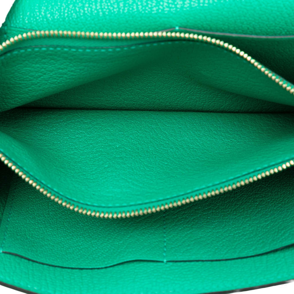 Second hand Hermes Kelly Chèvre Mysore Leather Long Wallet Menthe - Tabita Bags