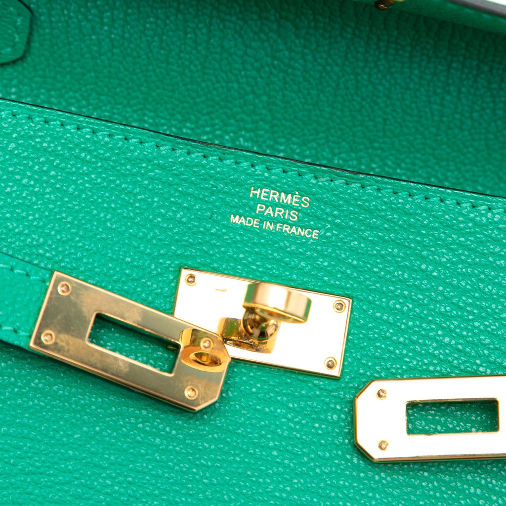Second hand Hermes Kelly Chèvre Mysore Leather Long Wallet Menthe - Tabita Bags