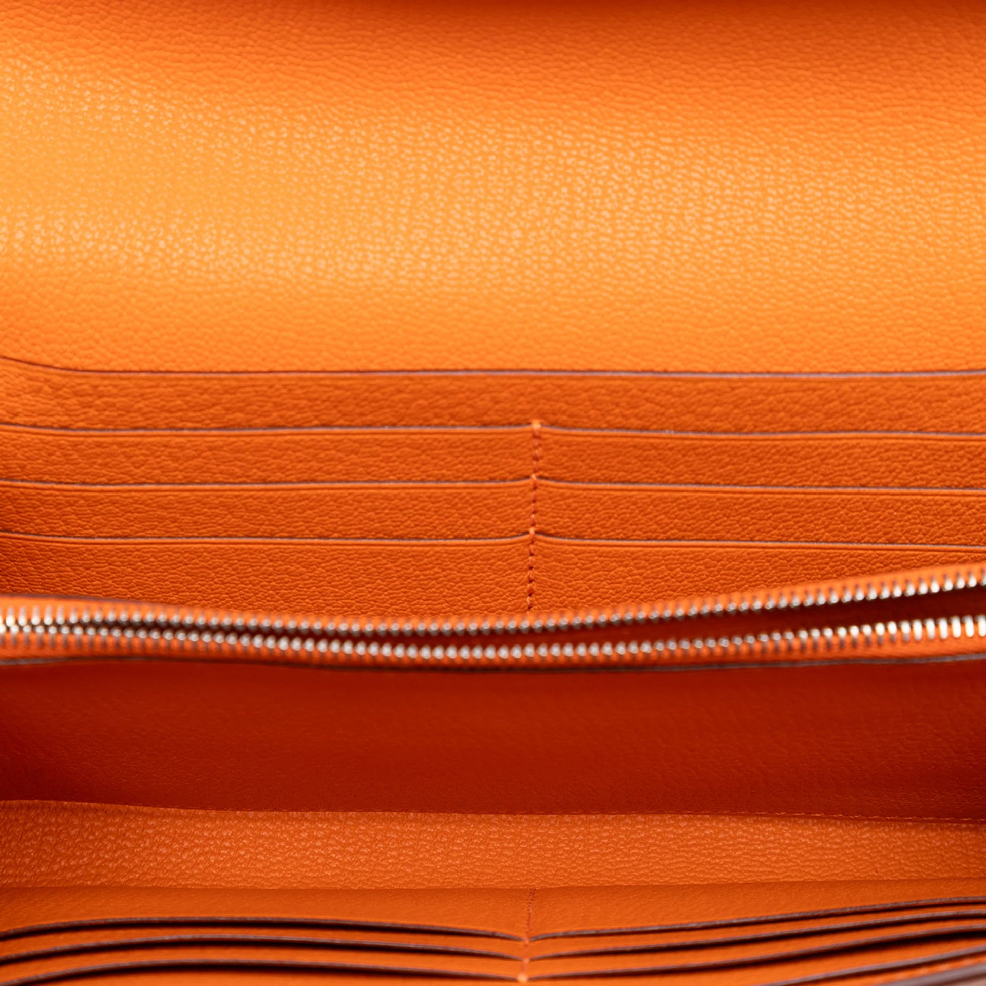 Second hand Hermes Kelly Chèvre Mysore Leather Long Wallet Orange - Tabita Bags