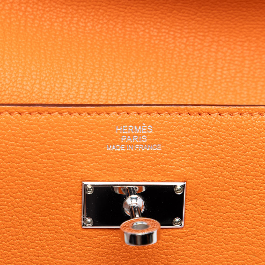 Second hand Hermes Kelly Chèvre Mysore Leather Long Wallet Orange - Tabita Bags