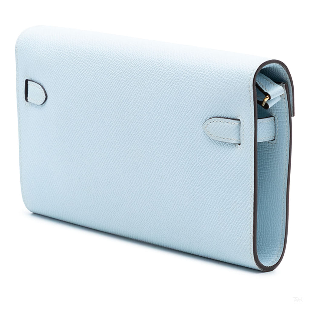Second hand Hermes Kelly Epsom Leather Long Wallet Bleu Brume - Tabita Bags