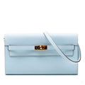 Second hand Hermes Kelly Epsom Leather Long Wallet Bleu Brume - Tabita Bags