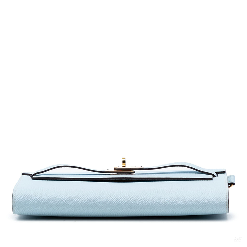 Second hand Hermes Kelly Epsom Leather Long Wallet Bleu Brume - Tabita Bags