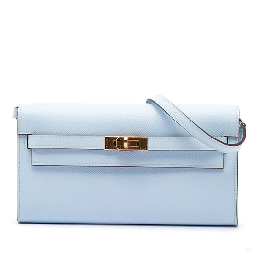 Second hand Hermes Kelly Epsom Leather Long Wallet Blue - Tabita Bags