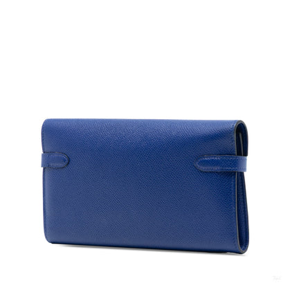 Second hand Hermes Kelly Epsom Leather Long Wallet Blue Electric - Tabita Bags