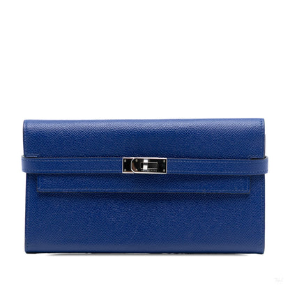 Second hand Hermes Kelly Epsom Leather Long Wallet Blue Electric - Tabita Bags