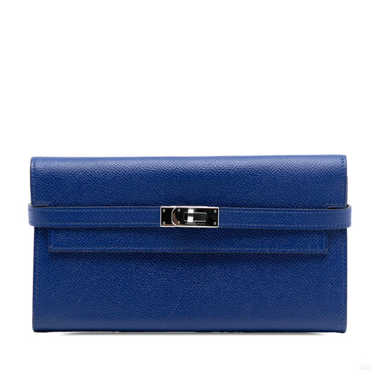 Second hand Hermes Kelly Epsom Leather Long Wallet Blue Electric - Tabita Bags