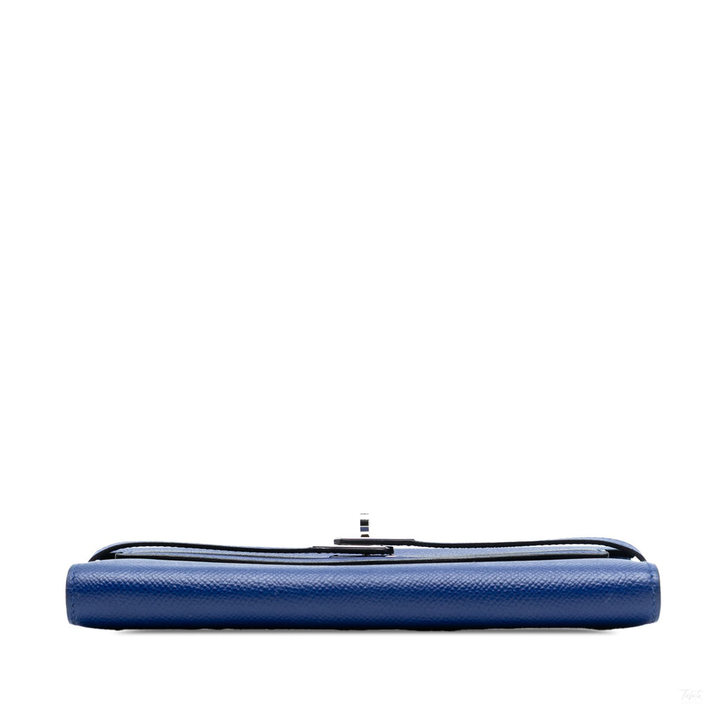 Second hand Hermes Kelly Epsom Leather Long Wallet Blue Electric - Tabita Bags