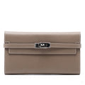 Second hand Hermes Kelly Epsom Leather Long Wallet Etoupe - Tabita Bags