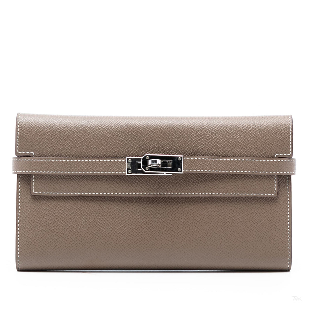 Second hand Hermes Kelly Epsom Leather Long Wallet Etoupe - Tabita Bags