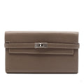 Second hand Hermes Kelly Epsom Leather Long Wallet Etoupe - Tabita Bags