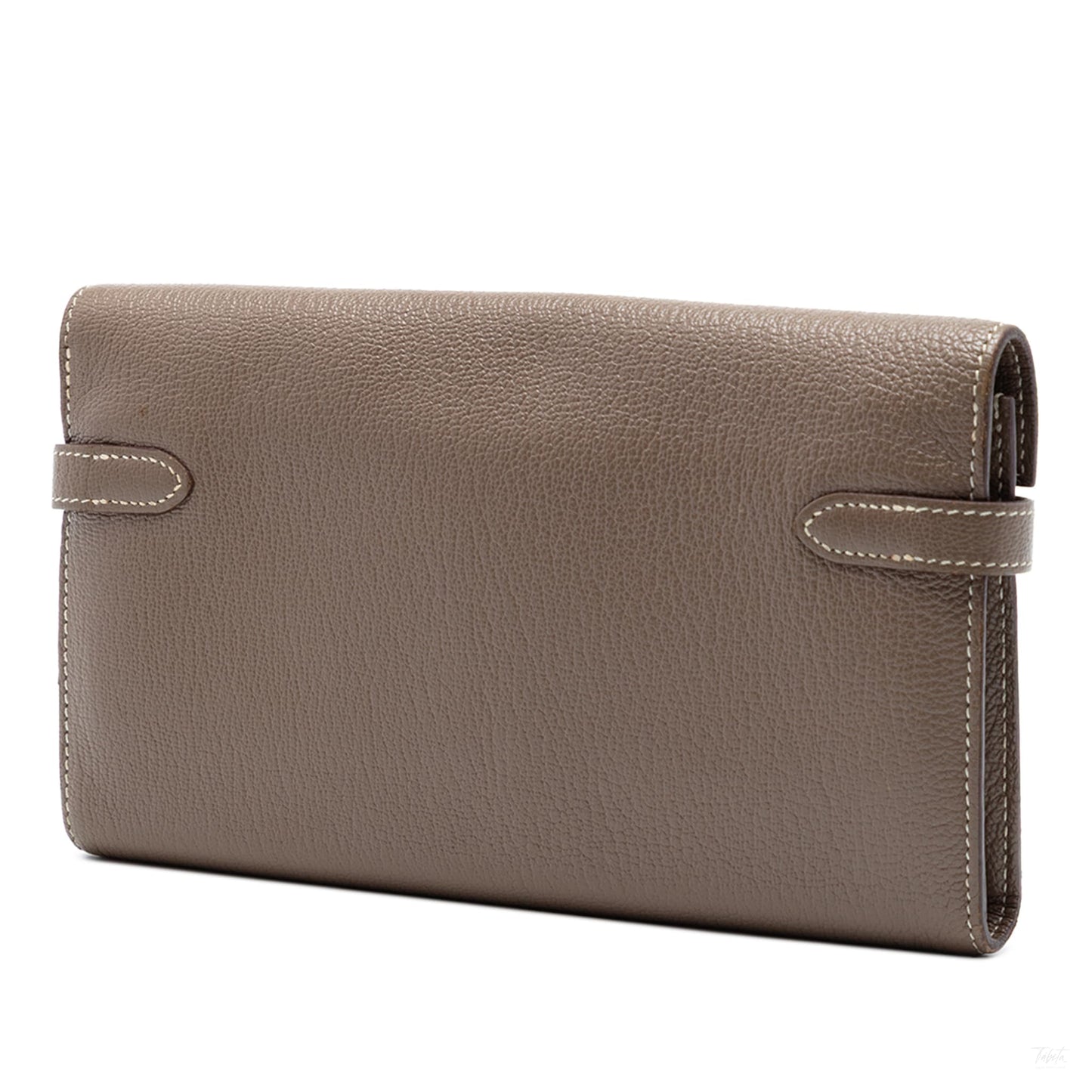 Second hand Hermes Kelly Epsom Leather Long Wallet Etoupe - Tabita Bags