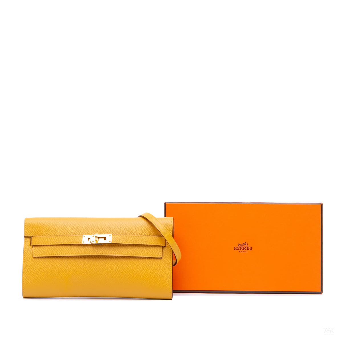 Second hand Hermes Kelly Epsom Leather Long Wallet Jaune Ambre - Tabita Bags