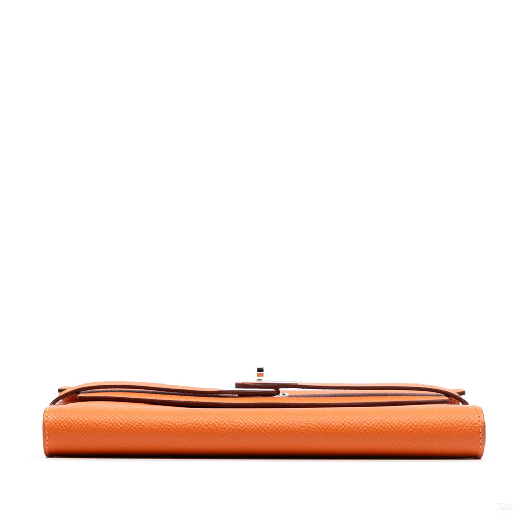 Second hand Hermes Kelly Epsom Leather Long Wallet Orange - Tabita Bags