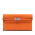 Second hand Hermes Kelly Epsom Leather Long Wallet Orange - Tabita Bags