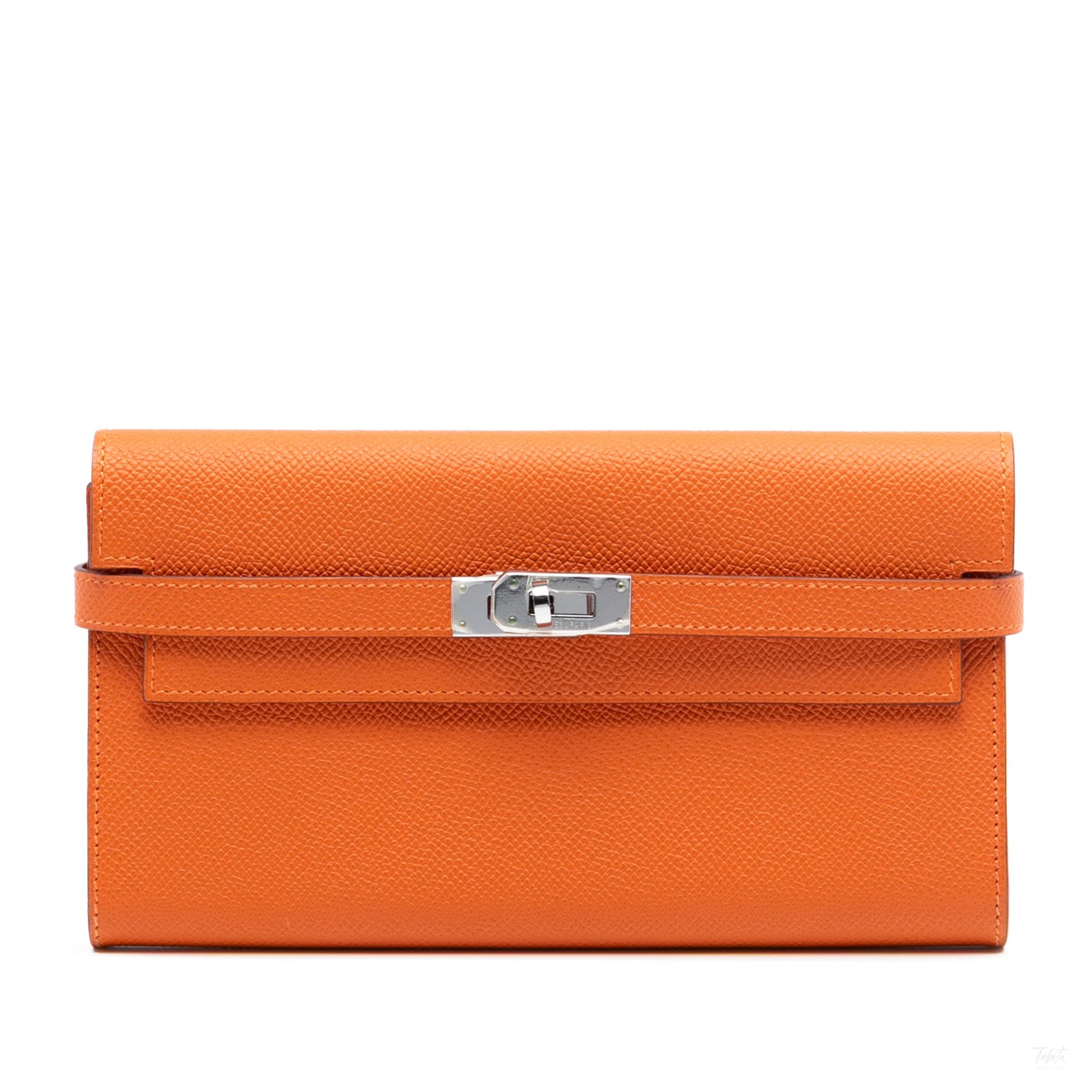 Second hand Hermes Kelly Epsom Leather Long Wallet Orange - Tabita Bags