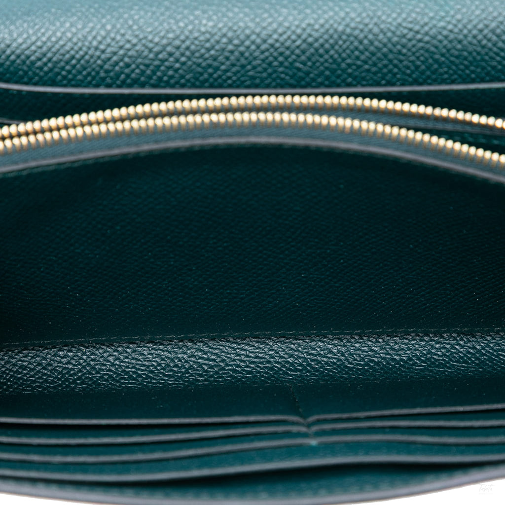 Second hand Hermes Kelly Epsom Leather Long Wallet Vert Cypress - Tabita Bags