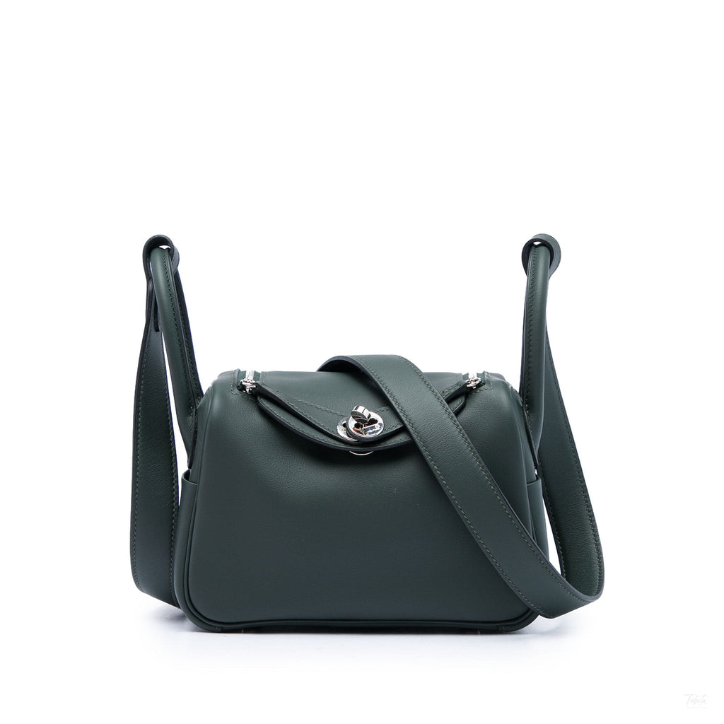Second hand Hermes Lindy Mini Clemence Leather Crossbody Green - Tabita Bags