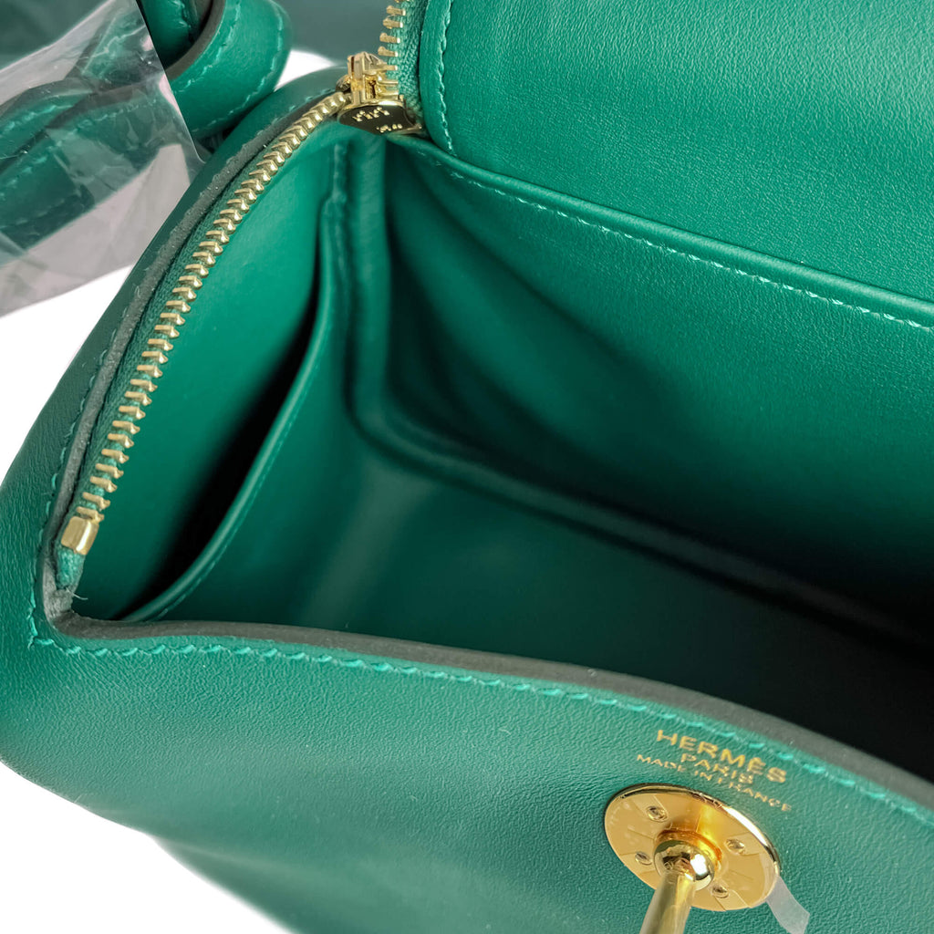 Second hand Hermes Lindy Mini Swift Leather Crossbody Green - Tabita Bags