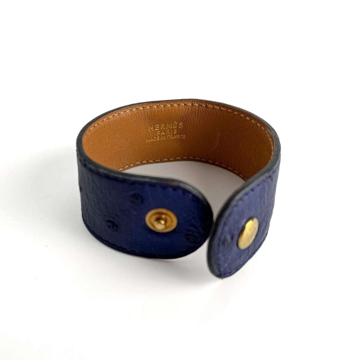 Second hand Hermes Medor Exotic Leather Bracelet 16 cm Blue - Tabita Bags