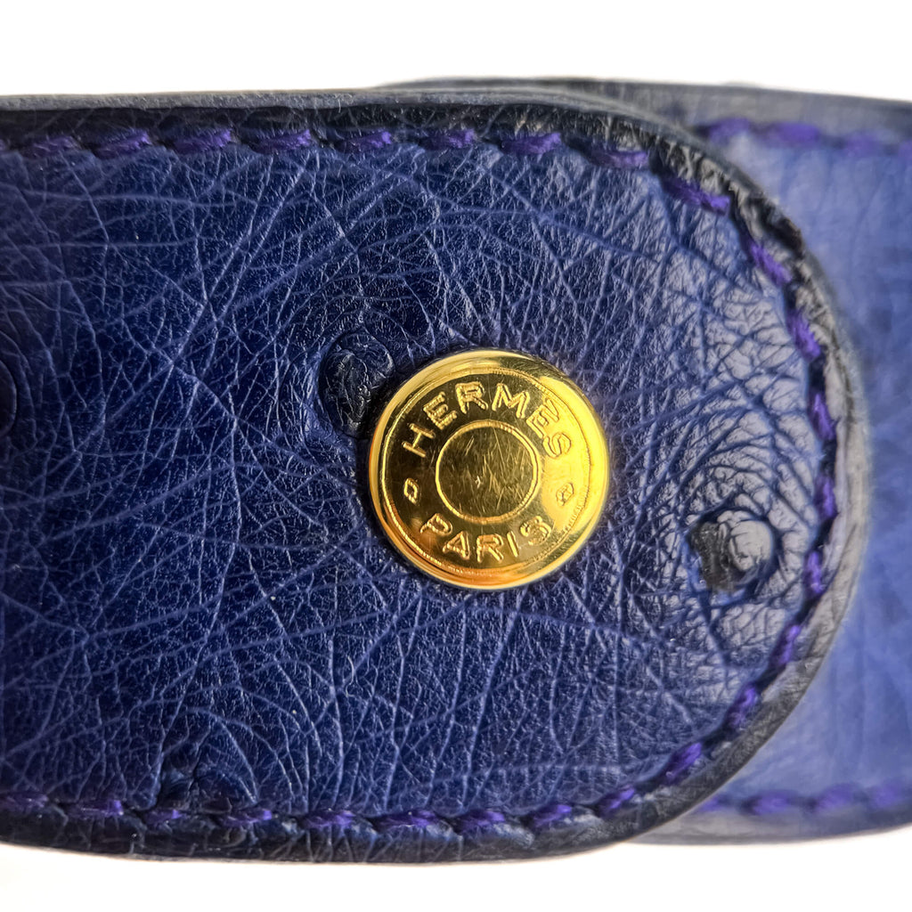 Second hand Hermes Medor Exotic Leather Bracelet 16 cm Blue - Tabita Bags