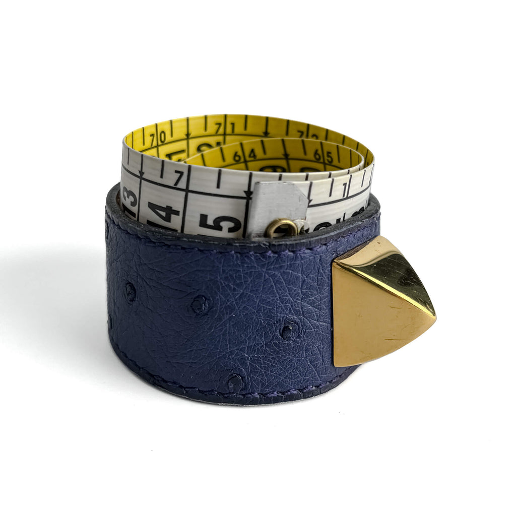 Second hand Hermes Medor Exotic Leather Bracelet 16 cm Blue - Tabita Bags