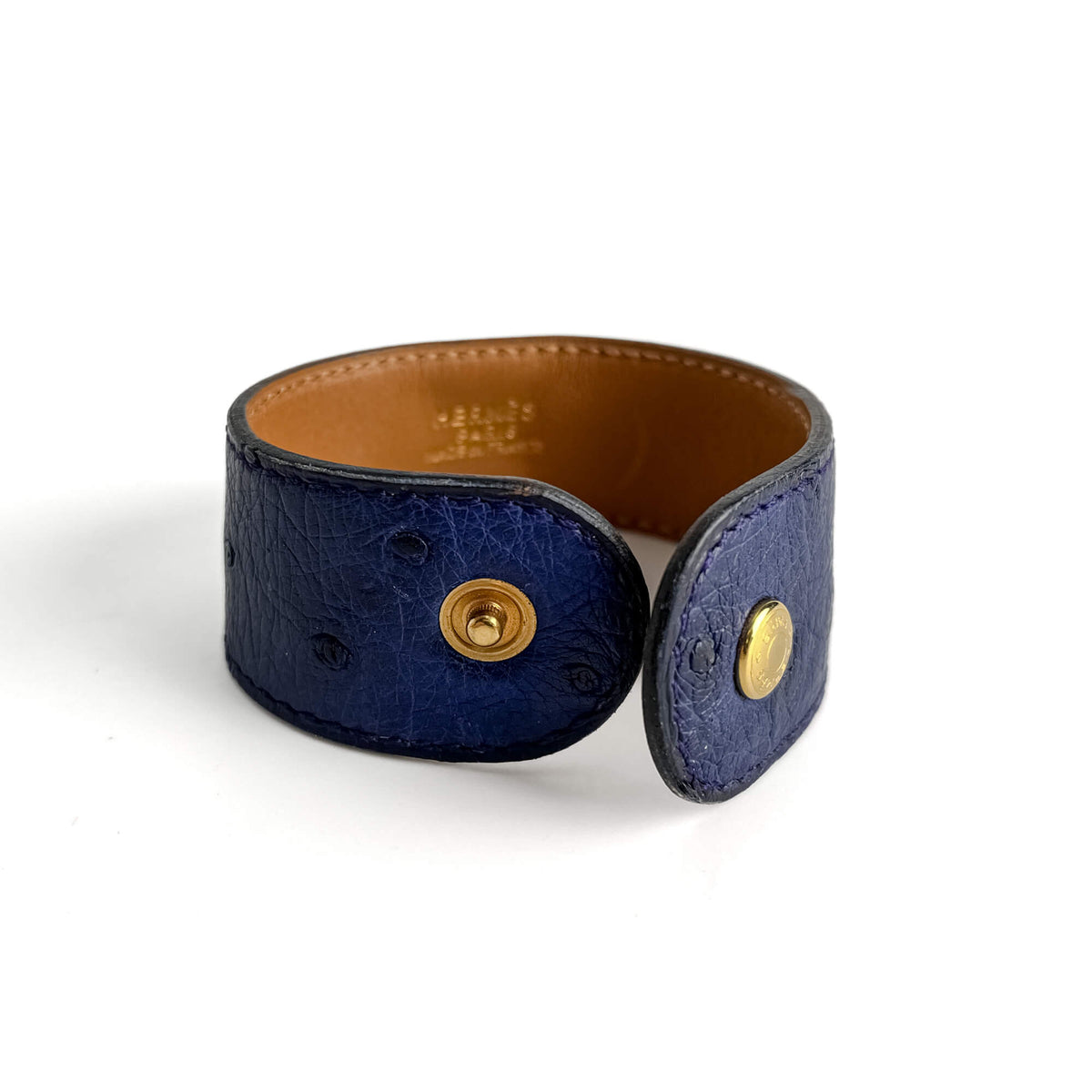 Second hand Hermes Medor Exotic Leather Bracelet 16 cm Blue - Tabita Bags