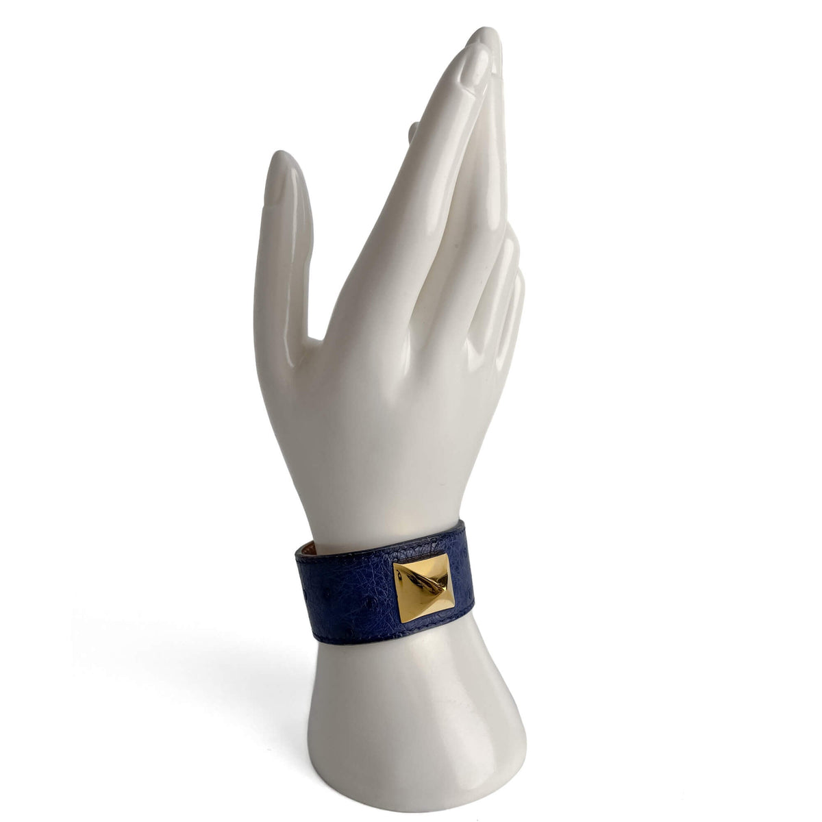 Second hand Hermes Medor Exotic Leather Bracelet 16 cm Blue - Tabita Bags