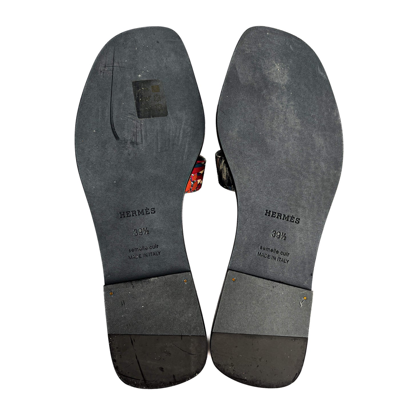 Second hand Hermes Oasis 4 Canvas Flat Sandals Black - Tabita Bags
