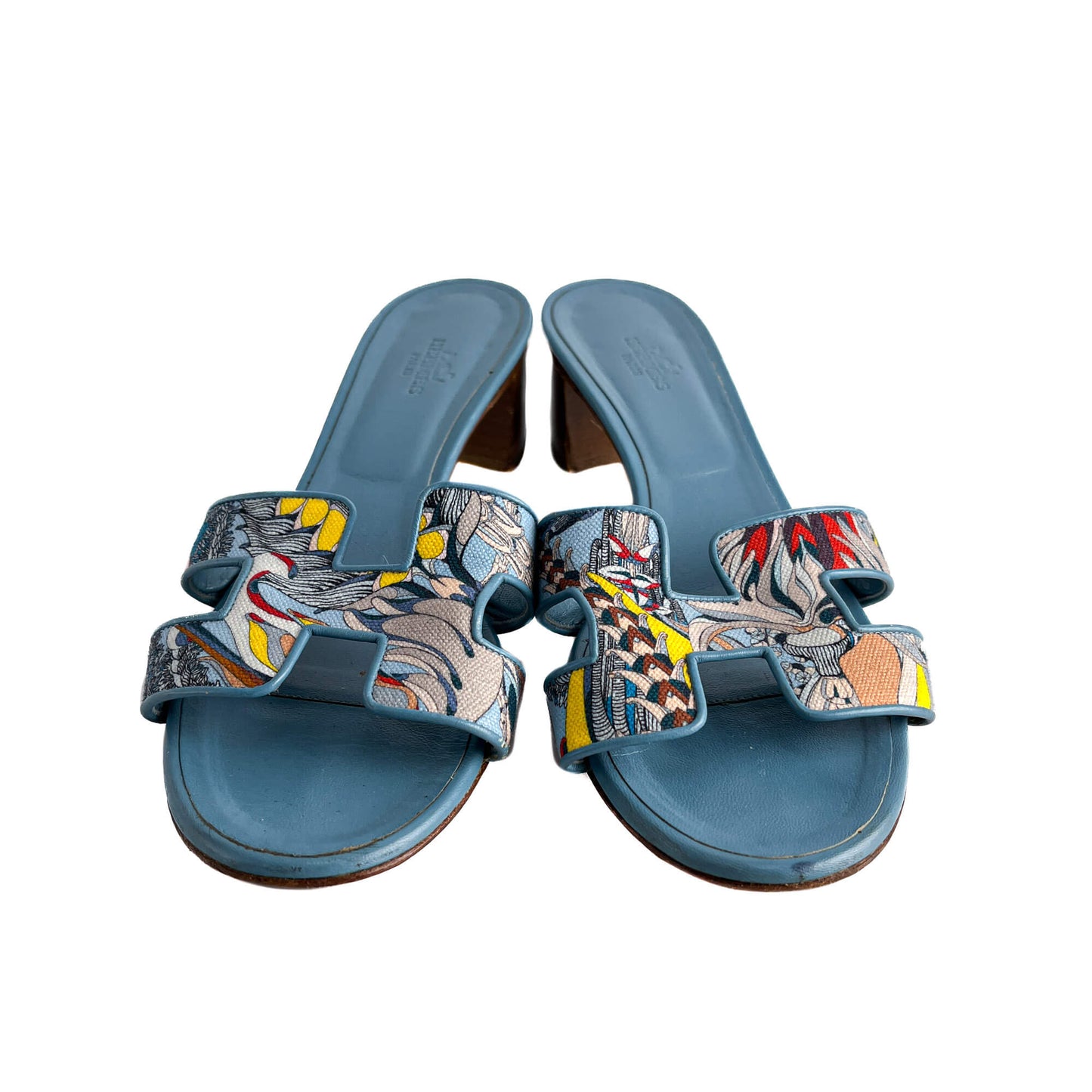 Second hand Hermes Oasis 4 Canvas Sandals 39 Blue - Tabita Bags