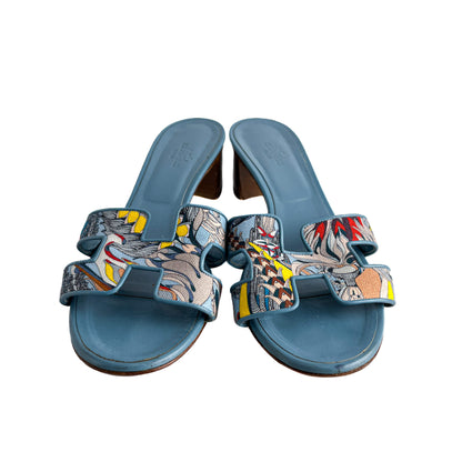 Second hand Hermes Oasis 4 Canvas Sandals 39 Blue - Tabita Bags