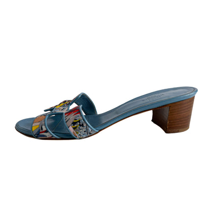 Second hand Hermes Oasis 4 Canvas Sandals 39 Blue - Tabita Bags
