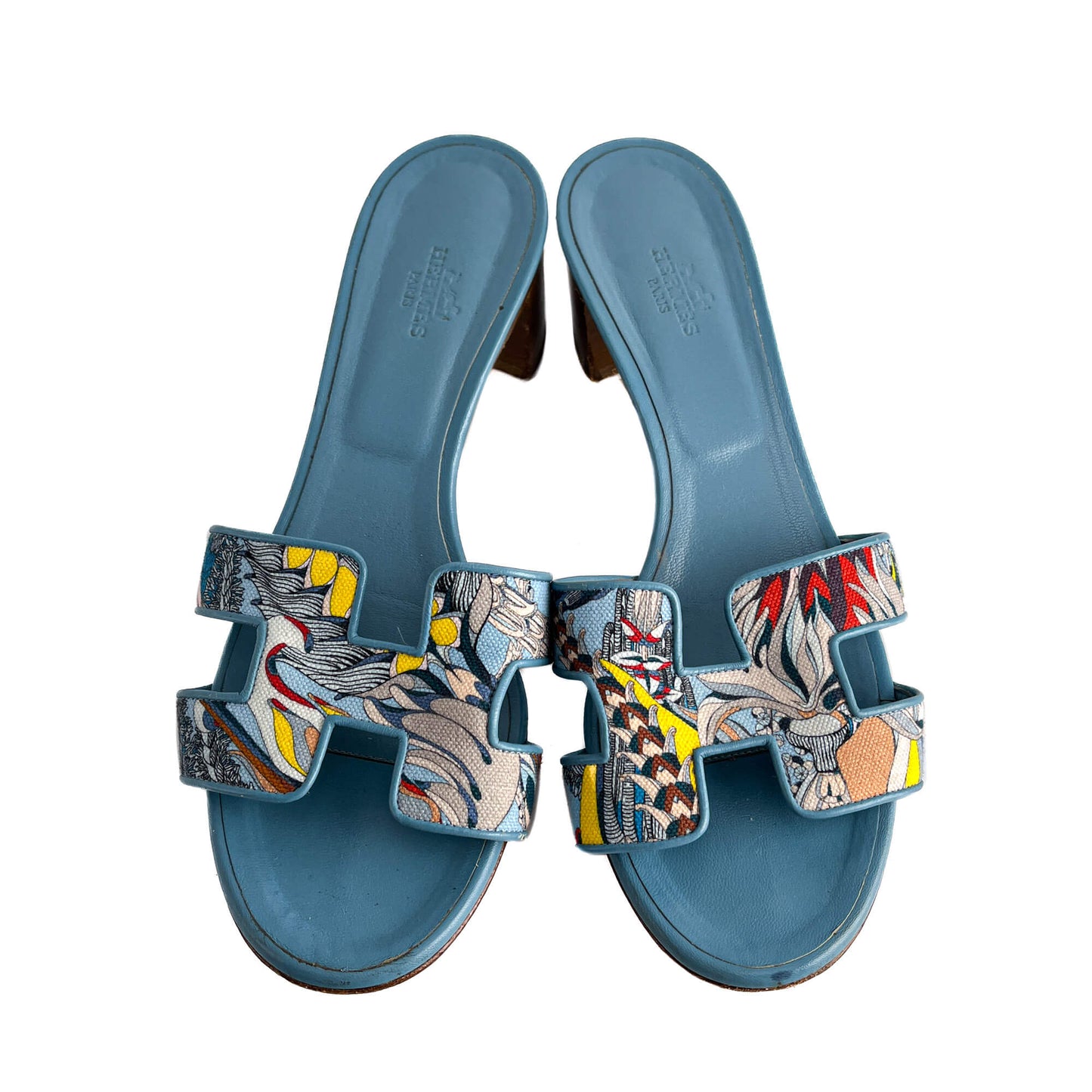 Second hand Hermes Oasis 4 Canvas Sandals 39 Blue - Tabita Bags