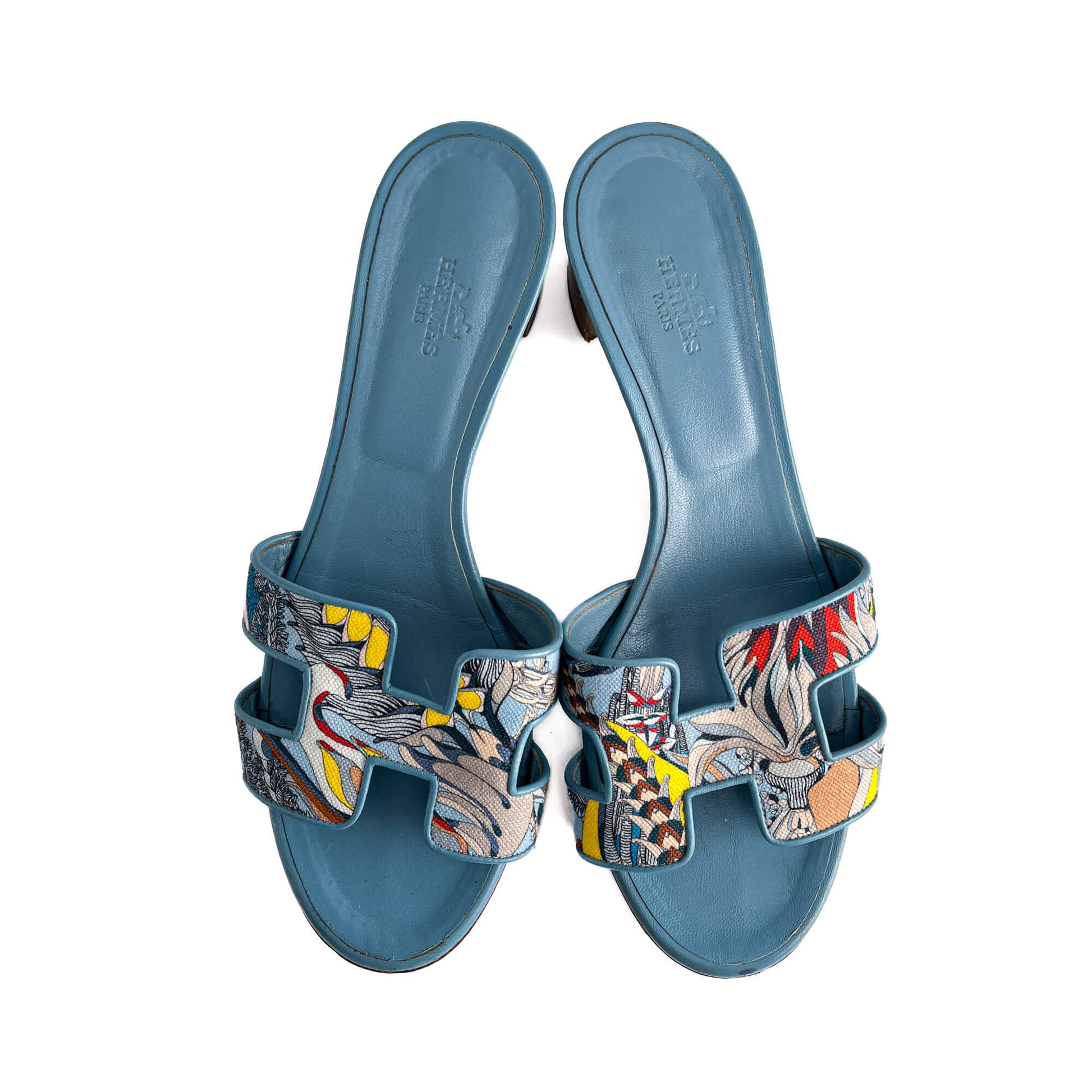 Second hand Hermes Oasis 4 Canvas Sandals 39 Blue - Tabita Bags