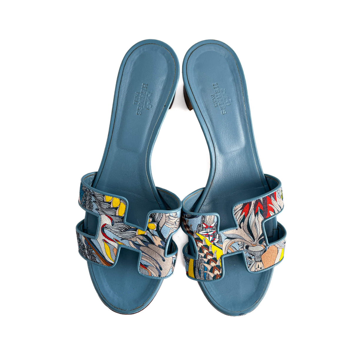 Second hand Hermes Oasis 4 Canvas Sandals 39 Blue - Tabita Bags