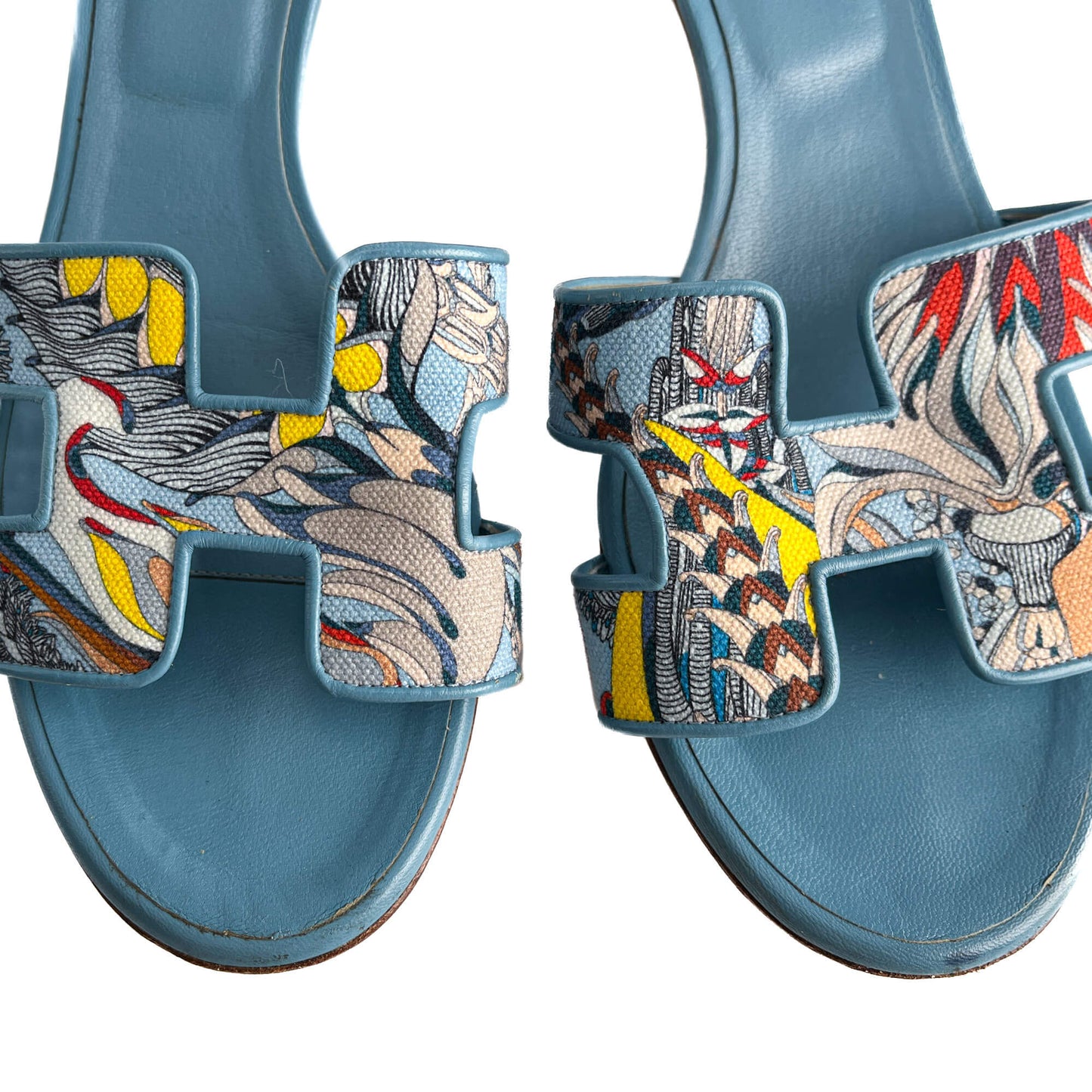 Second hand Hermes Oasis 4 Canvas Sandals 39 Blue - Tabita Bags