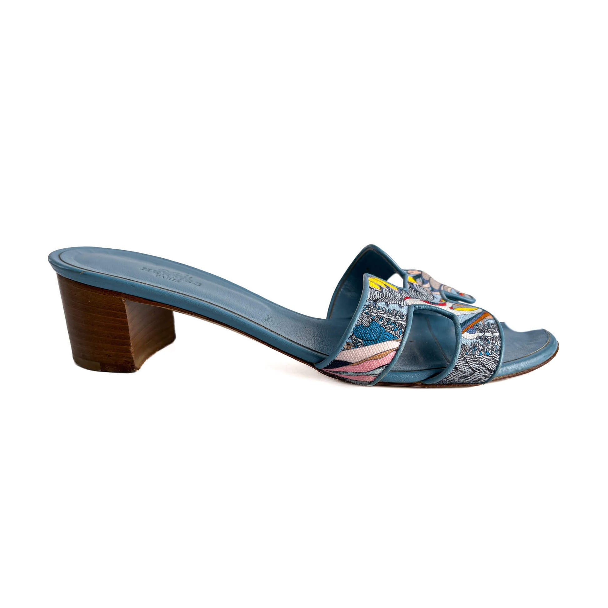 Second hand Hermes Oasis 4 Canvas Sandals 39 Blue - Tabita Bags