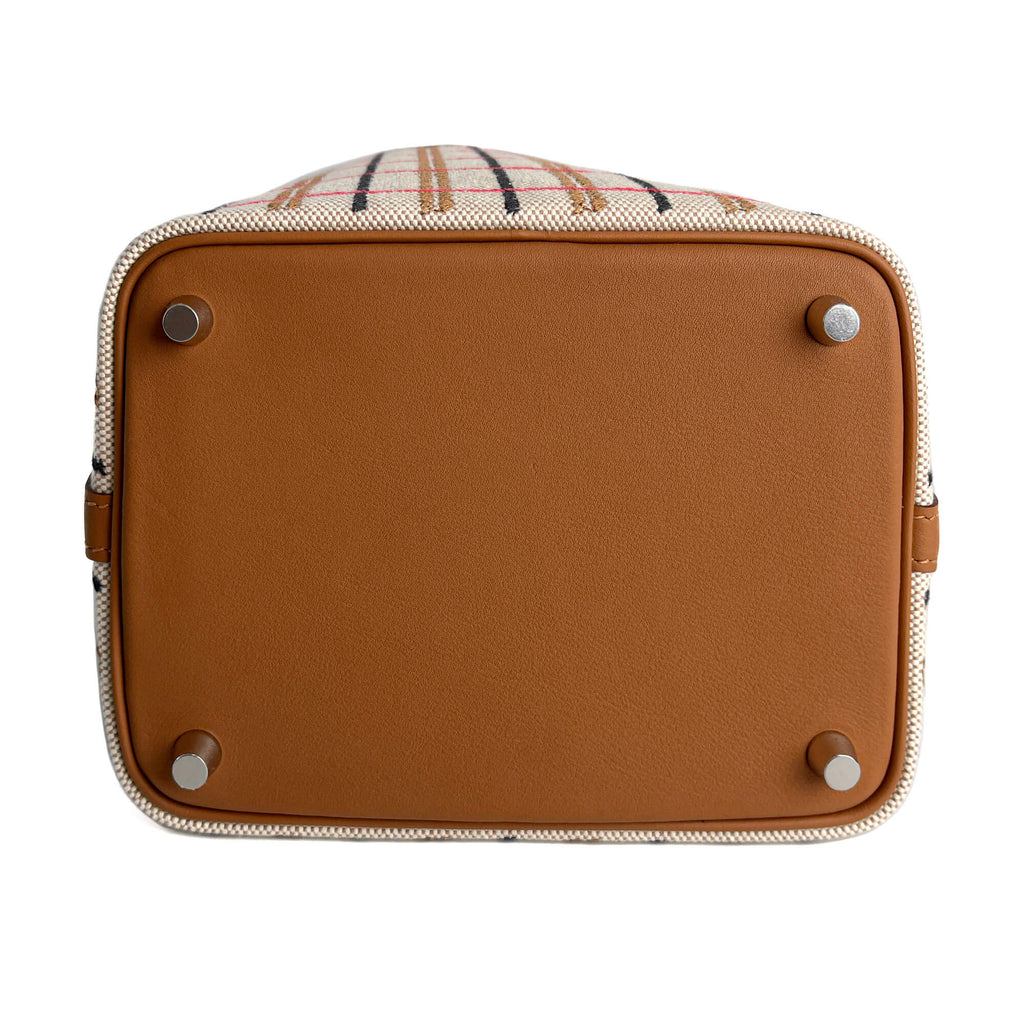 Second hand Hermes Picotin 18 Canvas Lock Couverture Carrè Bucket Handbag Caramel - Tabita Bags