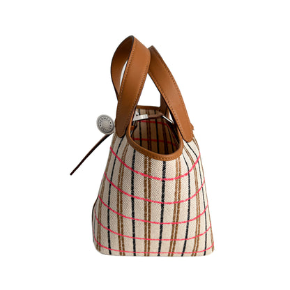 Second hand Hermes Picotin 18 Canvas Lock Couverture Carrè Bucket Handbag Caramel - Tabita Bags