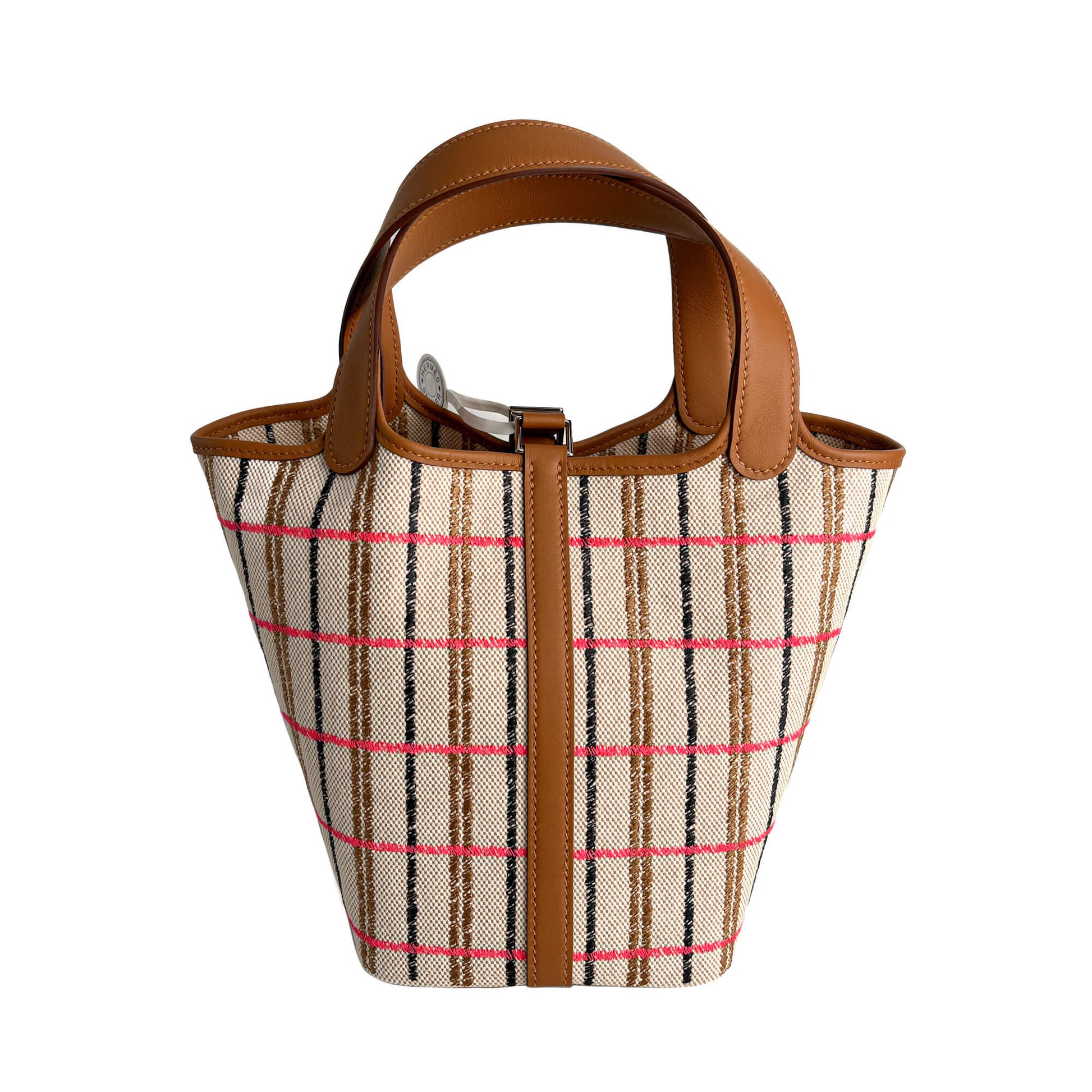 Second hand Hermes Picotin 18 Canvas Lock Couverture Carrè Bucket Handbag Caramel - Tabita Bags