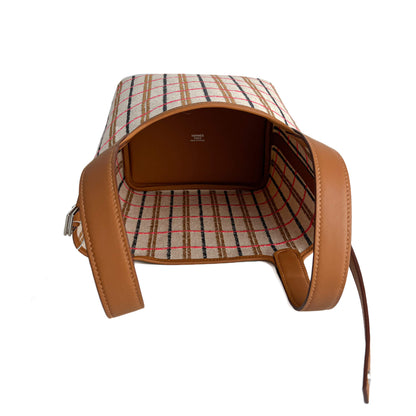 Second hand Hermes Picotin 18 Canvas Lock Couverture Carrè Bucket Handbag Caramel - Tabita Bags