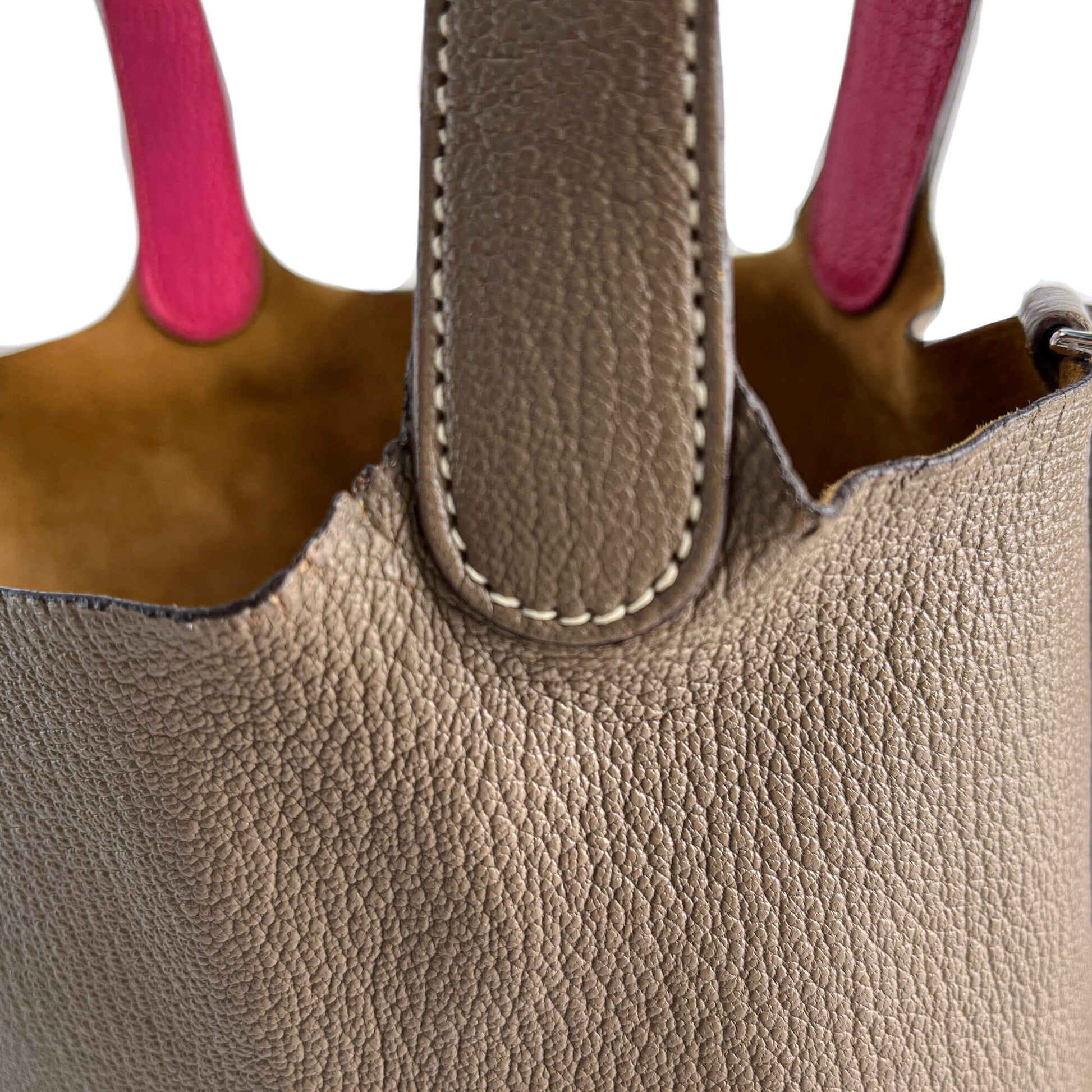 Second hand Hermes Picotin 18 Leather Lockless Bucket Handbag Etoupe - Tabita Bags